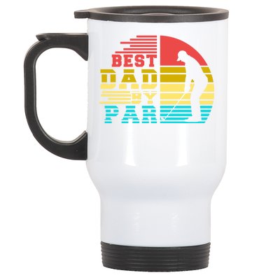 Best Dad By Par Retro Sunset Stainless Steel Travel Mug