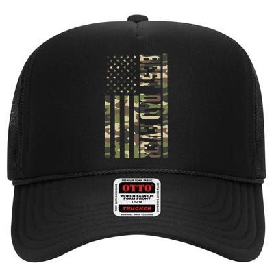 Best Dad Ever Army Flag High Crown Mesh Back Trucker Hat