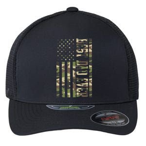 Best Dad Ever Army Flag Flexfit Unipanel Trucker Cap