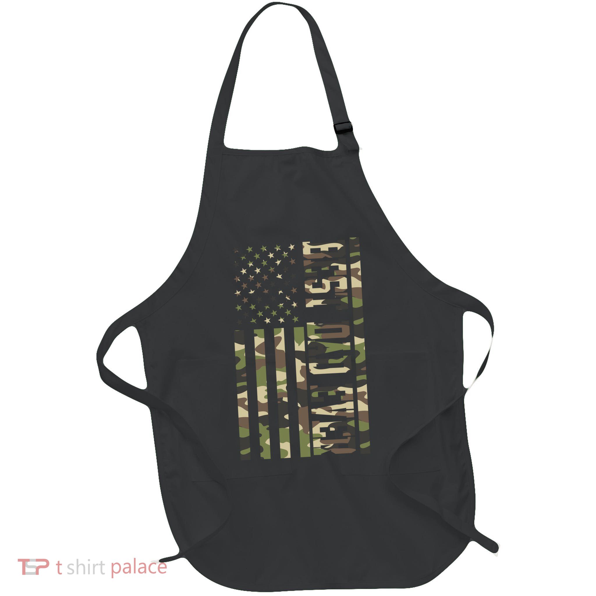 Best Dad Ever Army Flag Full-Length Apron With Pockets