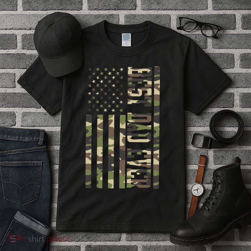 Best Dad Ever Army Flag Tall T-Shirt