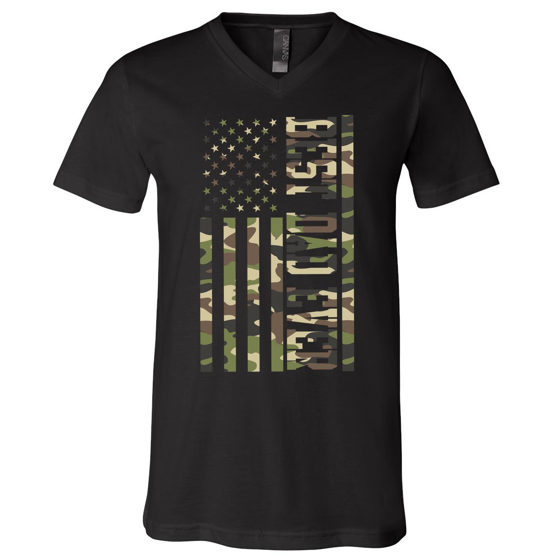 Best Dad Ever Army Flag V-Neck T-Shirt