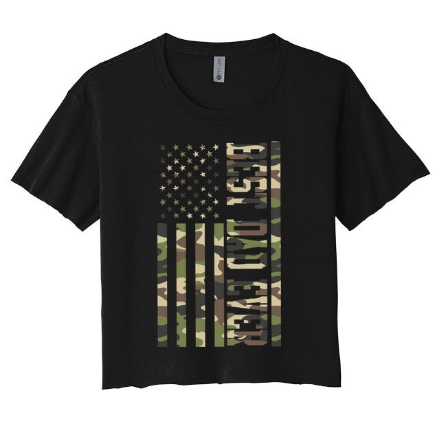 Best Dad Ever Army Flag Crop Top