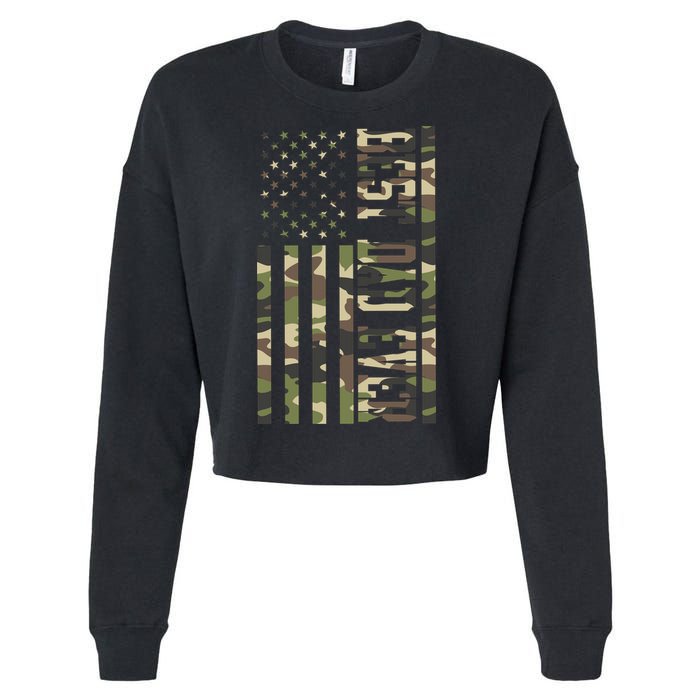 Best Dad Ever Army Flag Cropped Pullover Crew