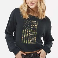 Best Dad Ever Army Flag Cropped Pullover Crew