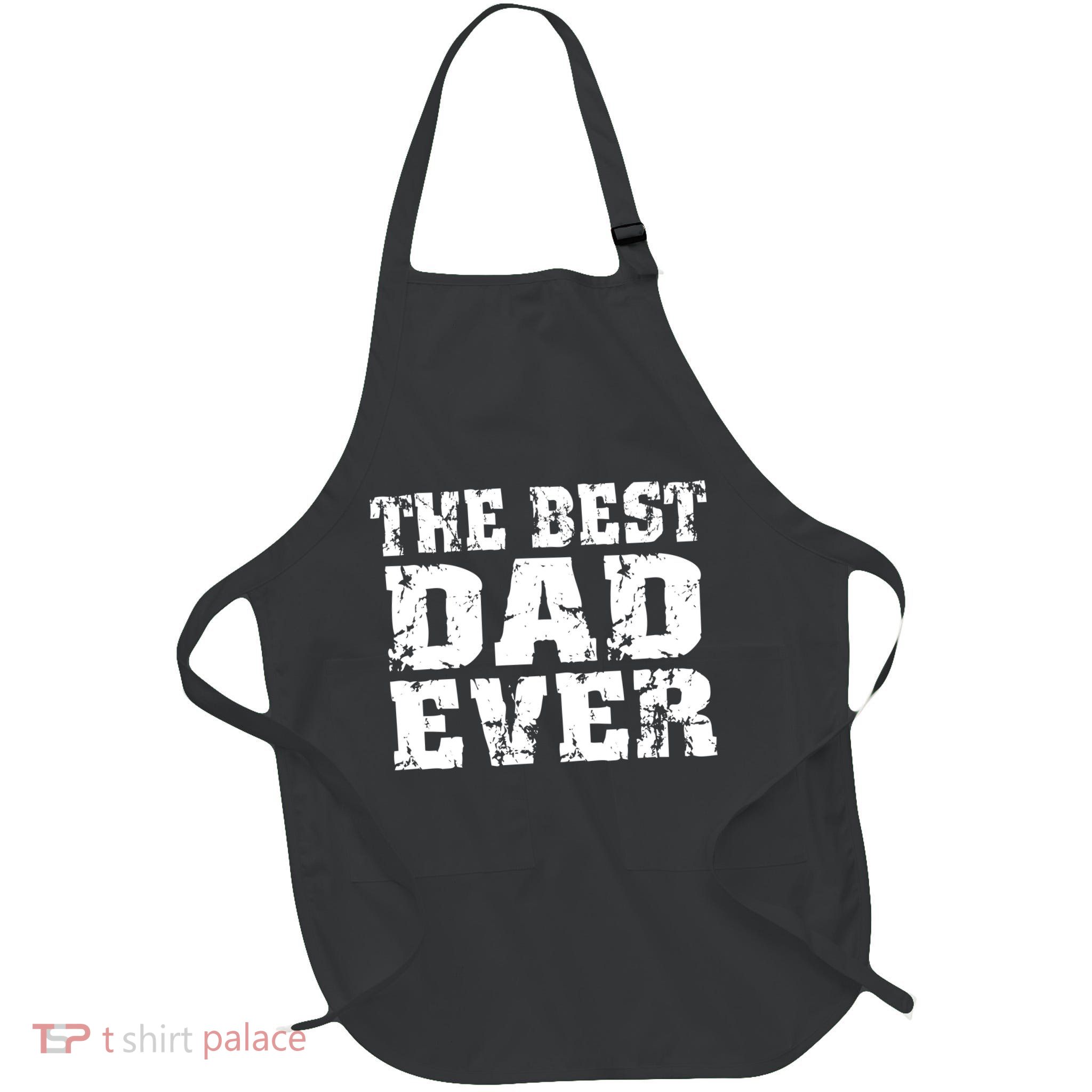 Best Dad Ever Block Logo Full-Length Apron With Pockets