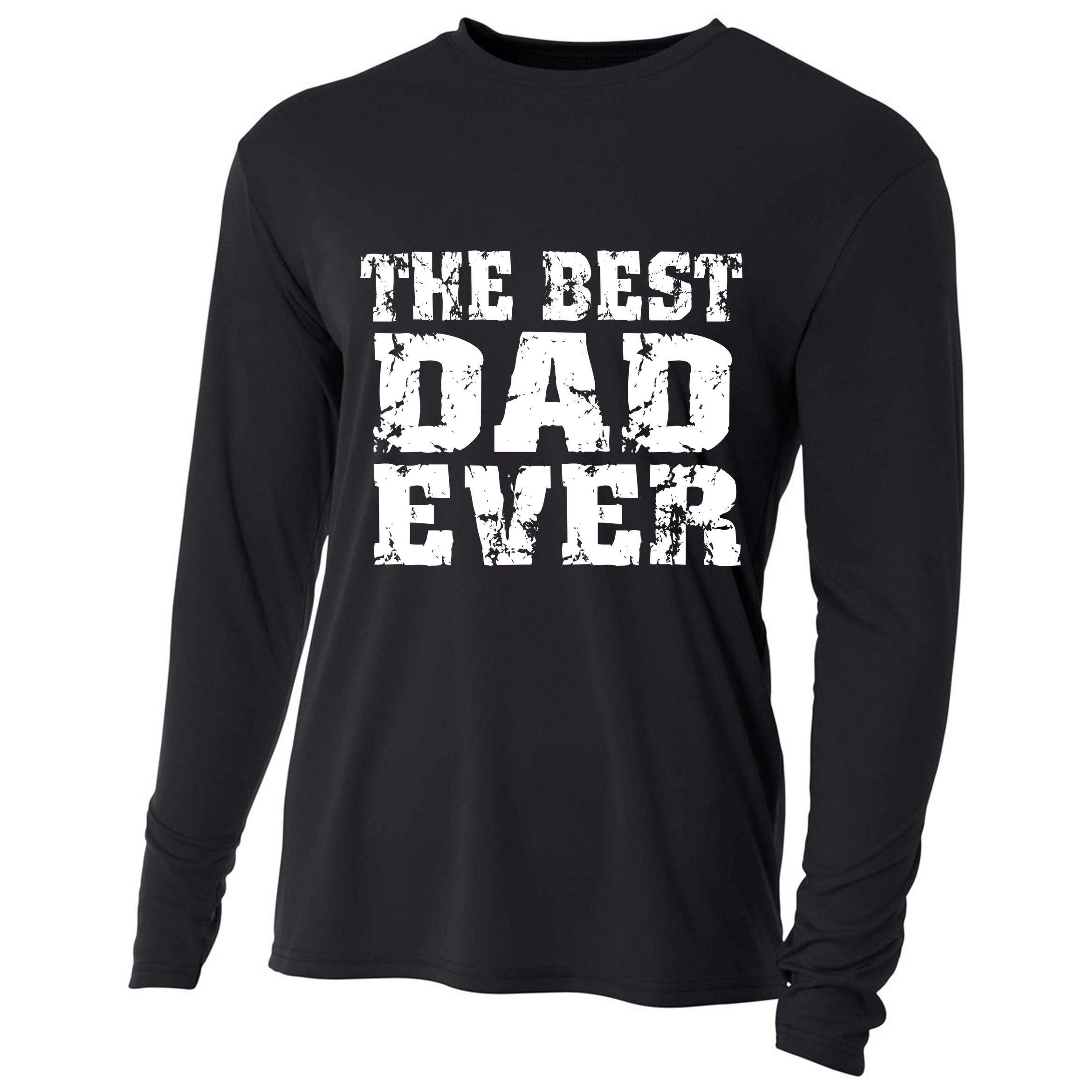 Best Dad Ever Block Logo Cooling Performance Long Sleeve Crew