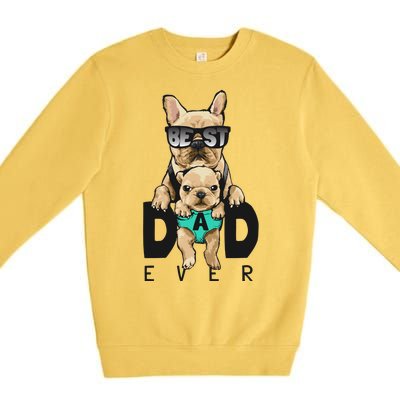 Best Dad Ever Cute Funny Dog Pug Dad Premium Crewneck Sweatshirt