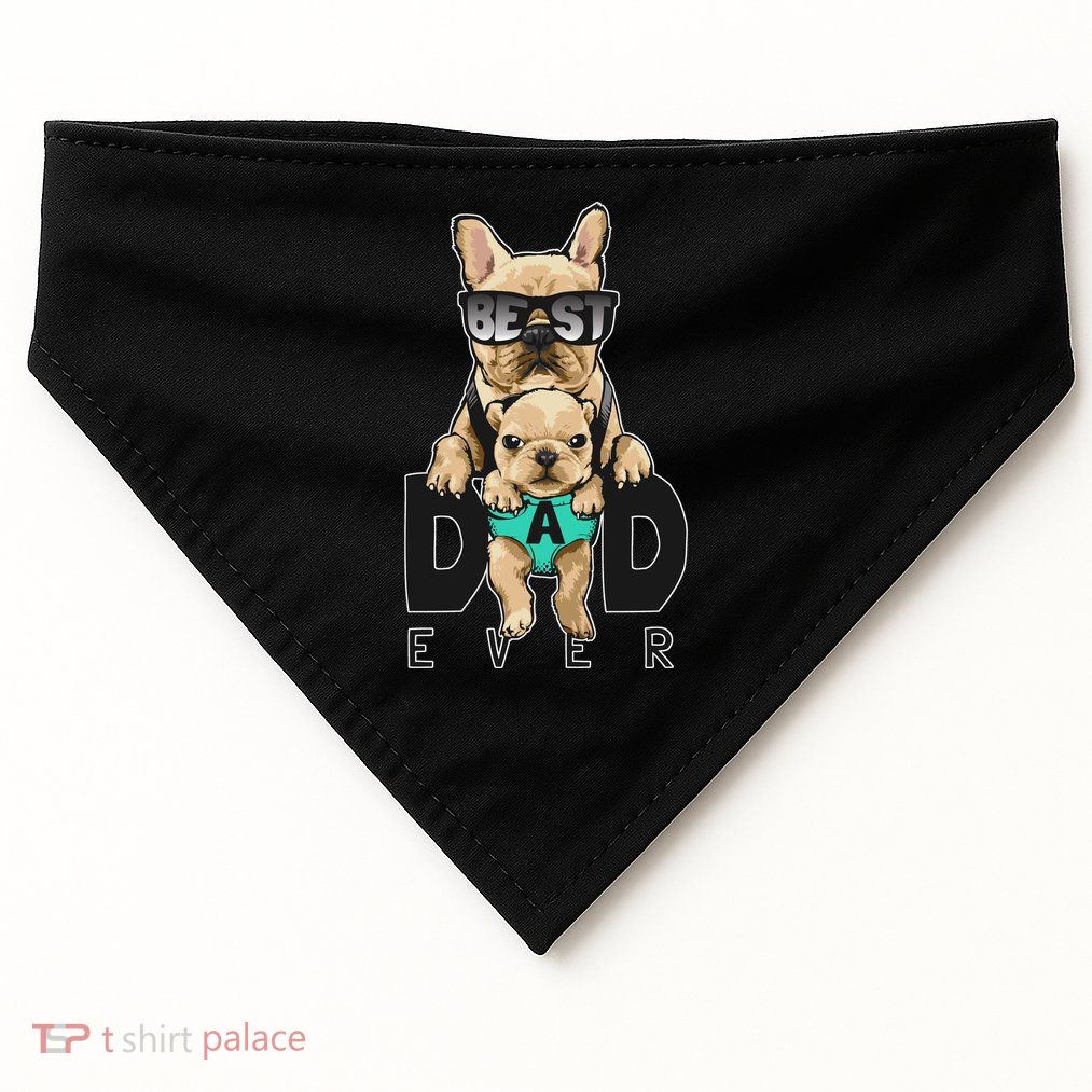 Best Dad Ever Cute Funny Dog Pug Dad USA-Made Doggie Bandana