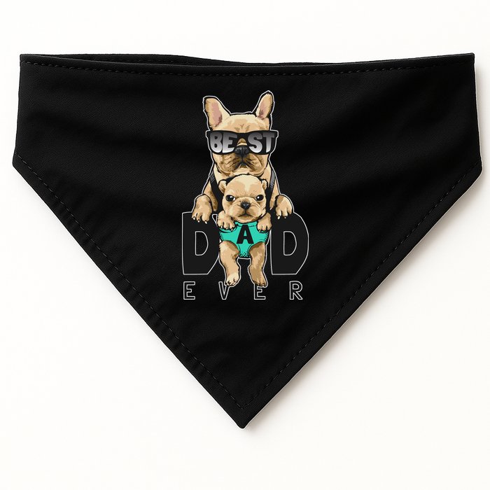 Best Dad Ever Cute Funny Dog Pug Dad USA-Made Doggie Bandana