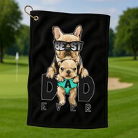 Best Dad Ever Cute Funny Dog Pug Dad Golf Towel