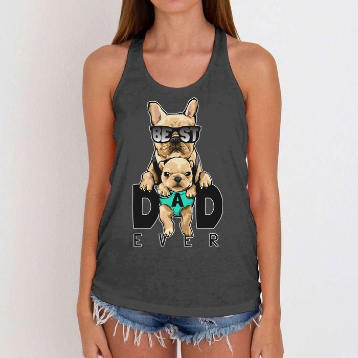 Best Dad Ever Cute Funny Dog Pug Dad Women's Knotted Racerback Tank