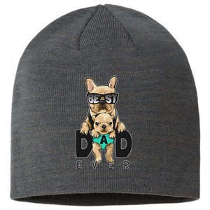 Best Dad Ever Cute Funny Dog Pug Dad Sustainable Beanie