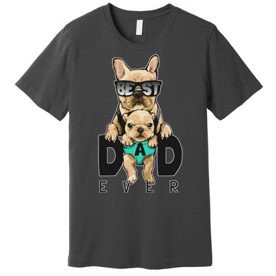 Best Dad Ever Cute Funny Dog Pug Dad Premium T-Shirt