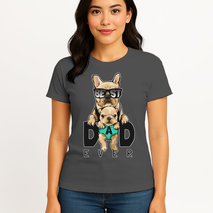 Best Dad Ever Cute Funny Dog Pug Dad Womens T-Shirt