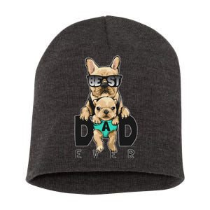 Best Dad Ever Cute Funny Dog Pug Dad Short Acrylic Beanie