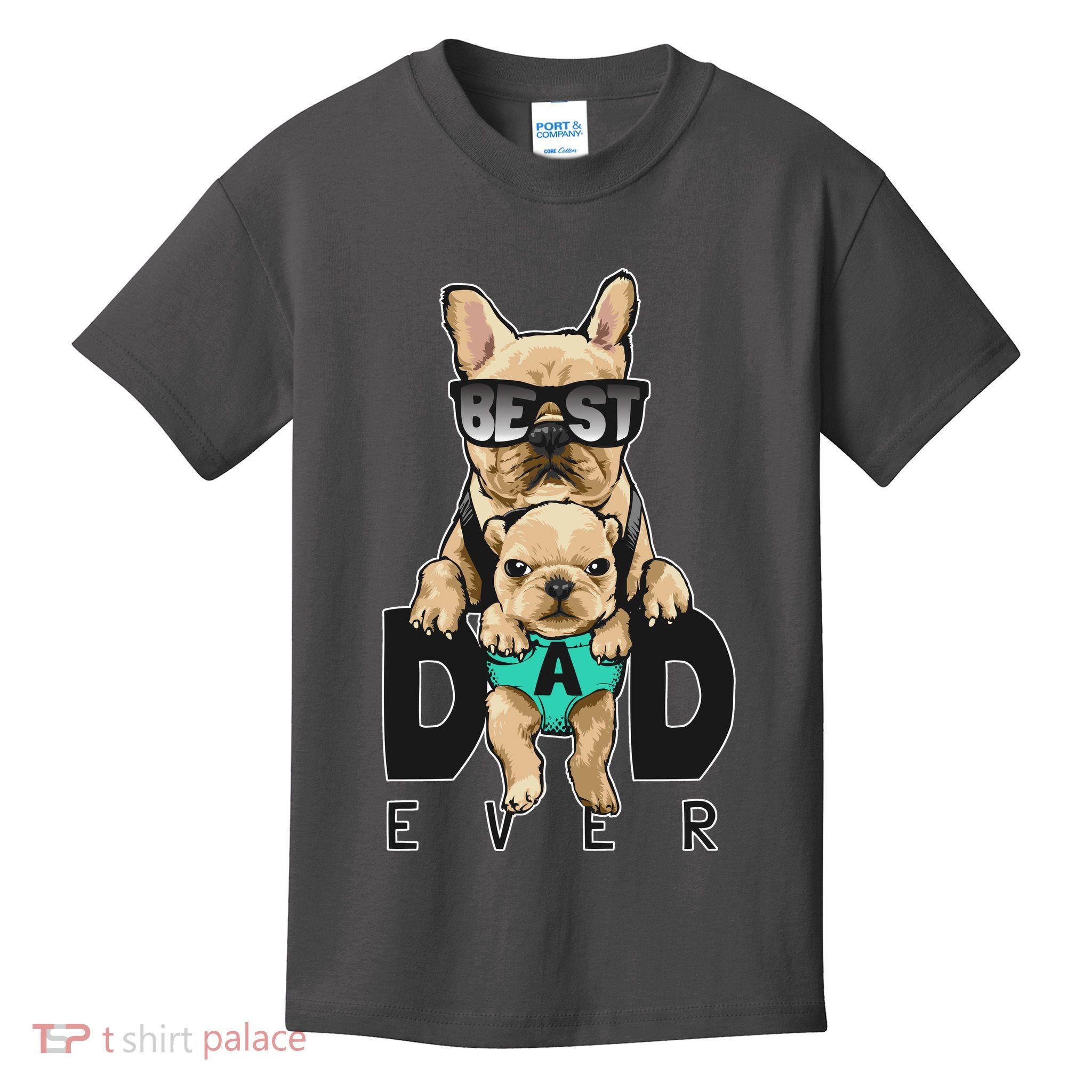 Best Dad Ever Cute Funny Dog Pug Dad Kids T-Shirt