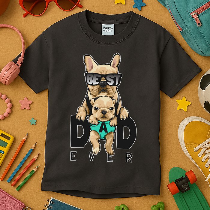 Best Dad Ever Cute Funny Dog Pug Dad Kids T-Shirt