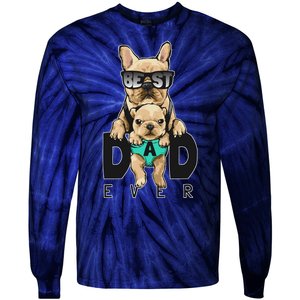 Best Dad Ever Cute Funny Dog Pug Dad Tie-Dye Long Sleeve Shirt