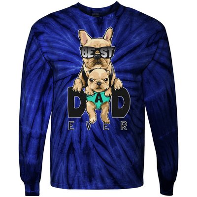 Best Dad Ever Cute Funny Dog Pug Dad Tie-Dye Long Sleeve Shirt