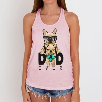 Best Dad Ever Cute Funny Dog Pug Dad Women's Knotted Racerback Tank