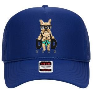 Best Dad Ever Cute Funny Dog Pug Dad High Crown Mesh Back Trucker Hat