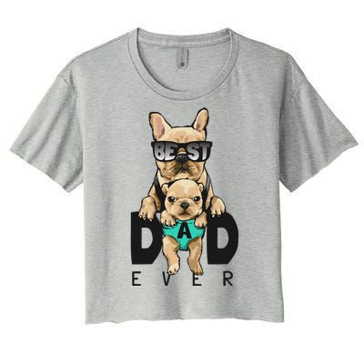 Best Dad Ever Cute Funny Dog Pug Dad Women's Crop Top Tee