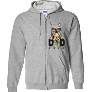 Best Dad Ever Cute Funny Dog Pug Dad Full Zip Hoodie