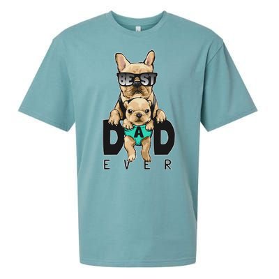 Best Dad Ever Cute Funny Dog Pug Dad Sueded Cloud Jersey T-Shirt