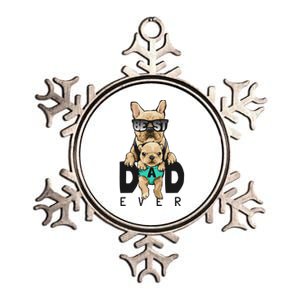 Best Dad Ever Cute Funny Dog Pug Dad Metallic Star Ornament