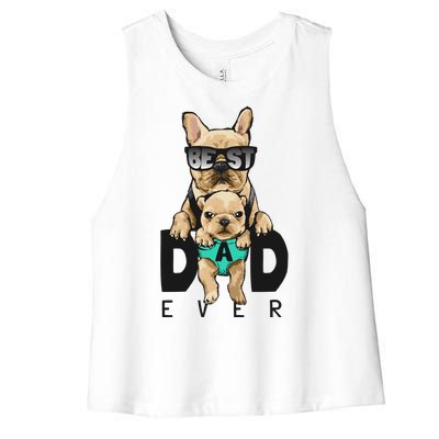 Best Dad Ever Cute Funny Dog Pug Dad Women's Racerback Cropped Tank