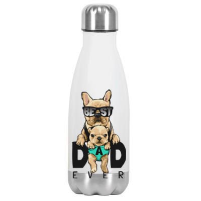 Best Dad Ever Cute Funny Dog Pug Dad Stainless Steel Insulated Water Bottle