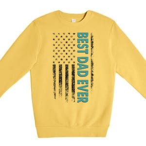 Best Dad Ever Distressed USA American Flag Premium Crewneck Sweatshirt