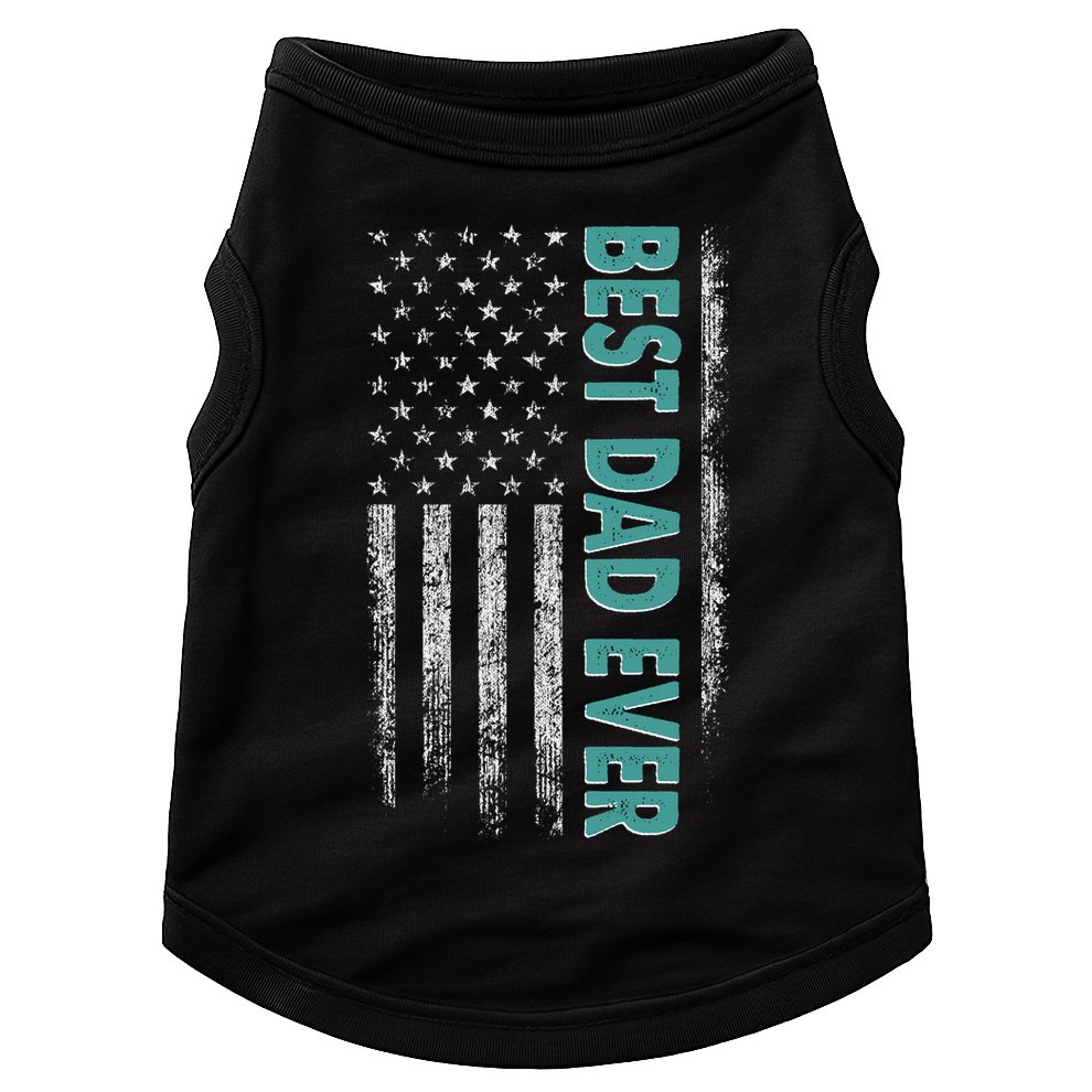 Best Dad Ever Distressed USA American Flag Doggie Tank