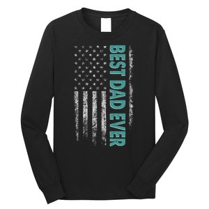 Best Dad Ever Distressed USA American Flag Long Sleeve Shirt