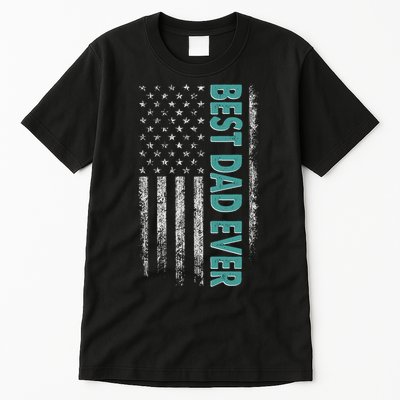 Best Dad Ever Distressed USA American Flag Tall T-Shirt