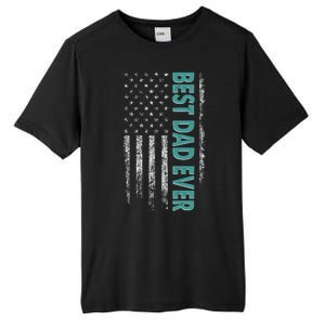 Best Dad Ever Distressed USA American Flag Tall Fusion ChromaSoft Performance T-Shirt