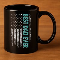 Best Dad Ever Distressed USA American Flag 11oz C Handle Ceramic Mug