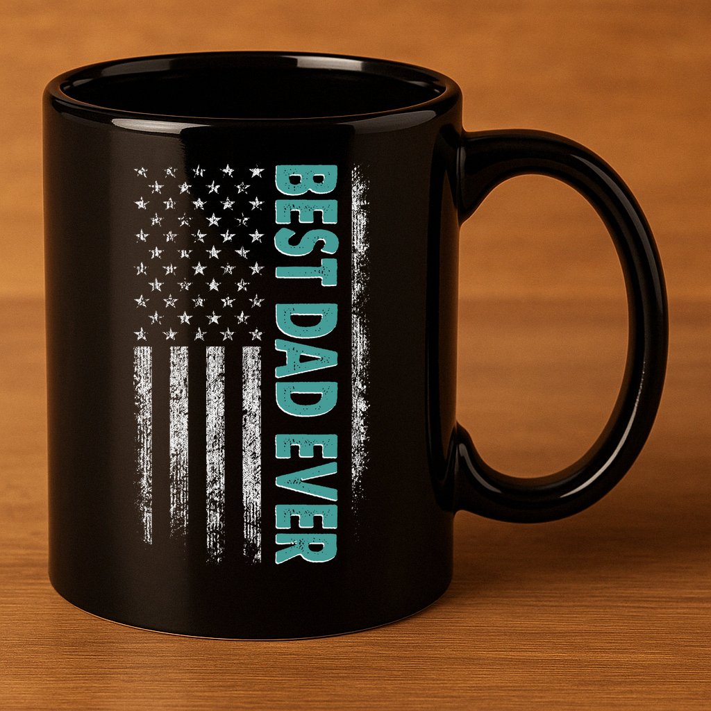 Best Dad Ever Distressed USA American Flag 11oz C Handle Ceramic Mug