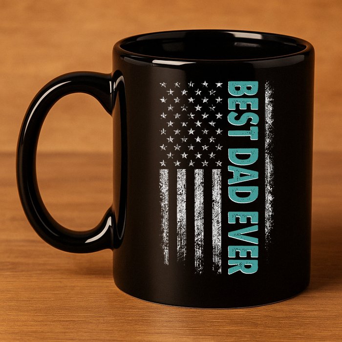 Best Dad Ever Distressed USA American Flag 11oz C Handle Ceramic Mug