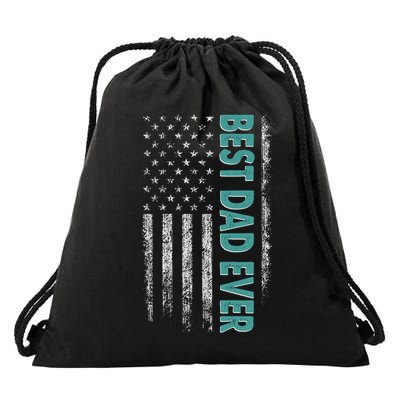 Best Dad Ever Distressed USA American Flag Drawstring Bag