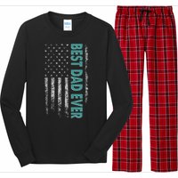 Best Dad Ever Distressed USA American Flag Long Sleeve Pajama Set