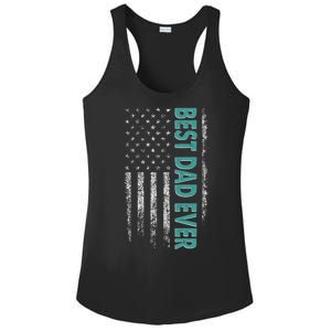 Best Dad Ever Distressed USA American Flag Ladies PosiCharge Competitor Racerback Tank