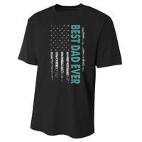 Best Dad Ever Distressed USA American Flag Performance Sprint T-Shirt