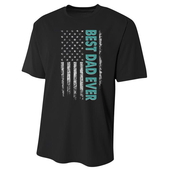 Best Dad Ever Distressed USA American Flag Performance Sprint T-Shirt