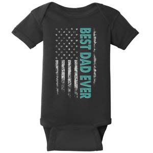 Best Dad Ever Distressed USA American Flag Baby Bodysuit