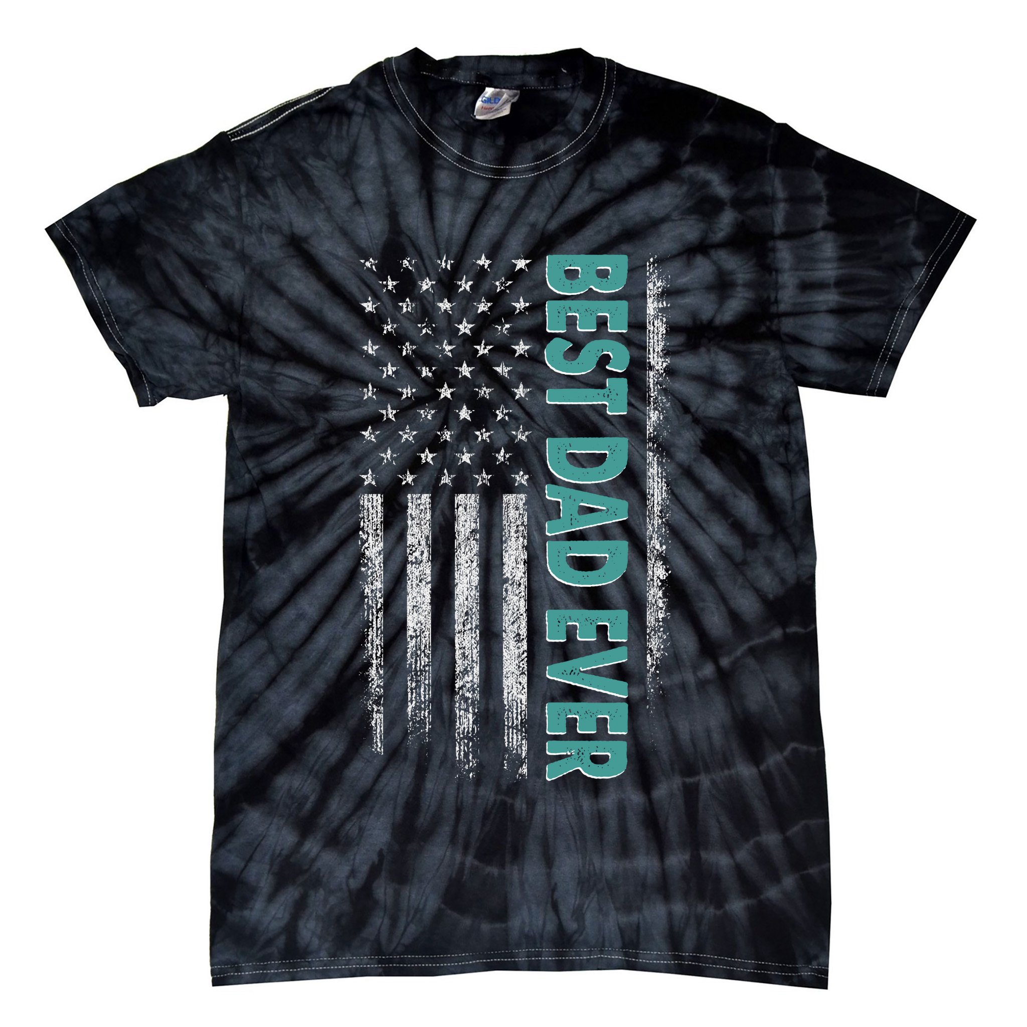 Best Dad Ever Distressed USA American Flag Tie-Dye T-Shirt