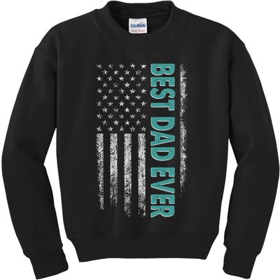 Best Dad Ever Distressed USA American Flag Kids Sweatshirt