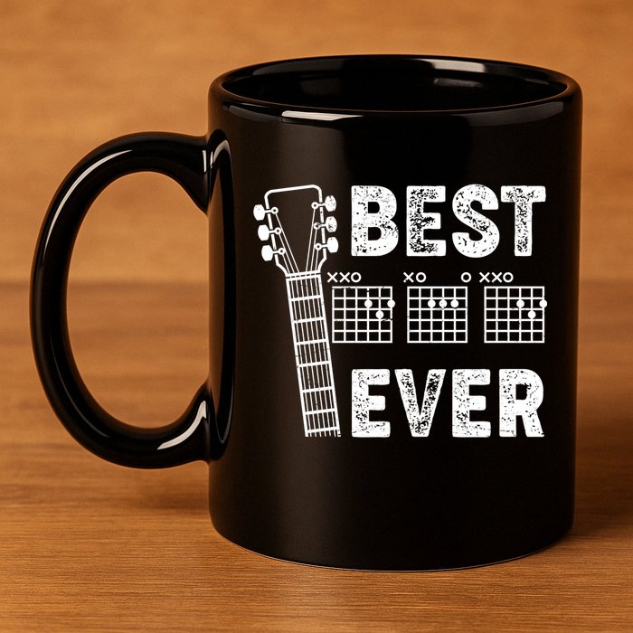 Best Dad Ever Musical Guitar Chords 11oz C Handle Ceramic Mug