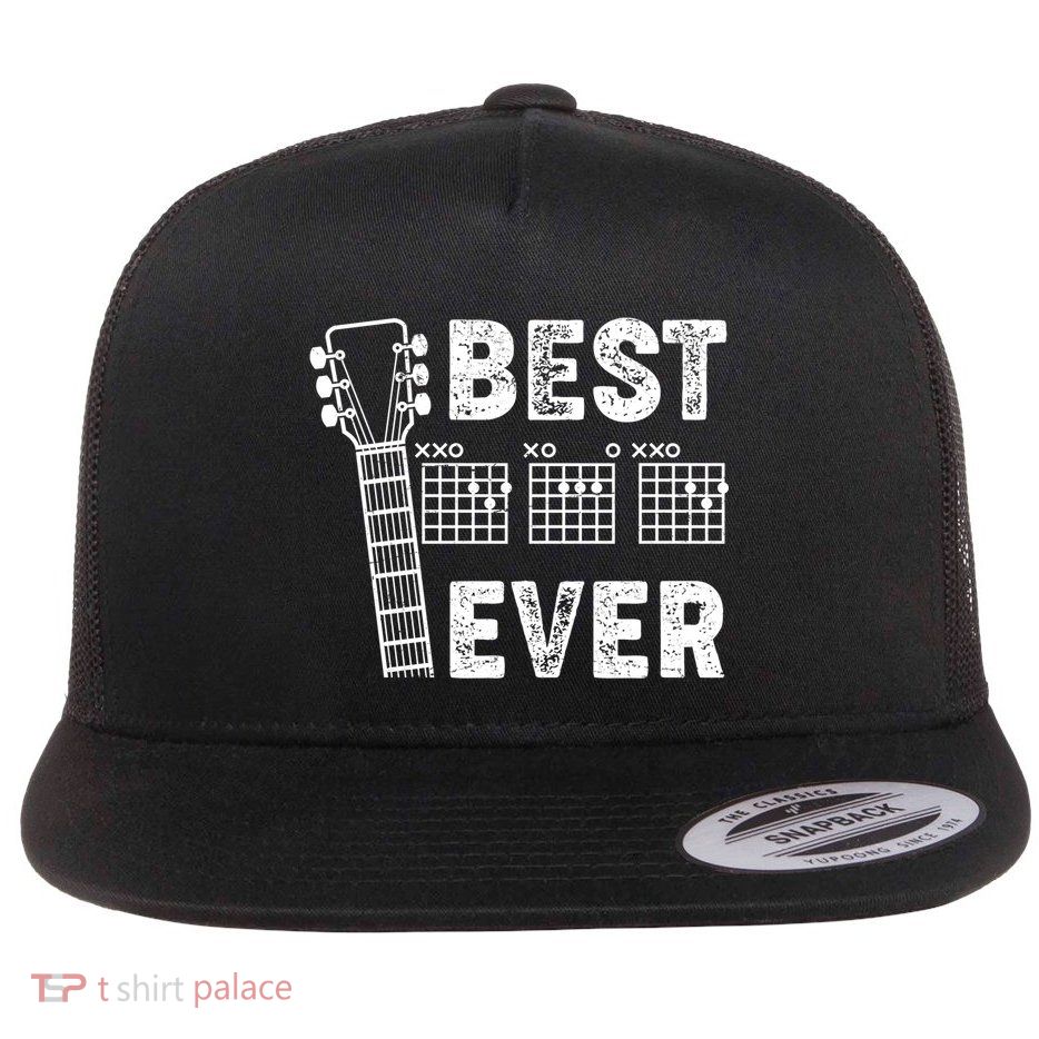 Best Dad Ever Musical Guitar Chords Flat Bill Trucker Hat